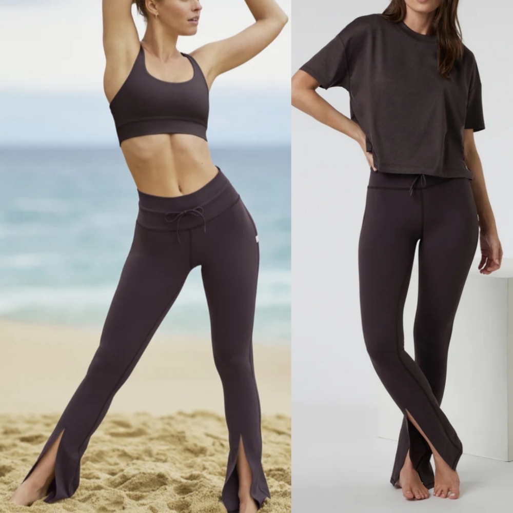 Vuori Daily Split Flare Bootcut Pants NWT Sangria Drawstring Performance Stretch